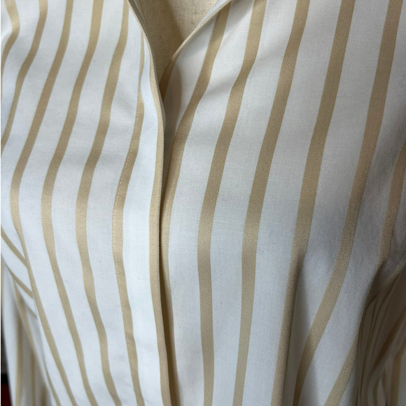 Talbots Button-up Blouse in Gold and White Stripes, Size 8 - Picture 2 of 6
